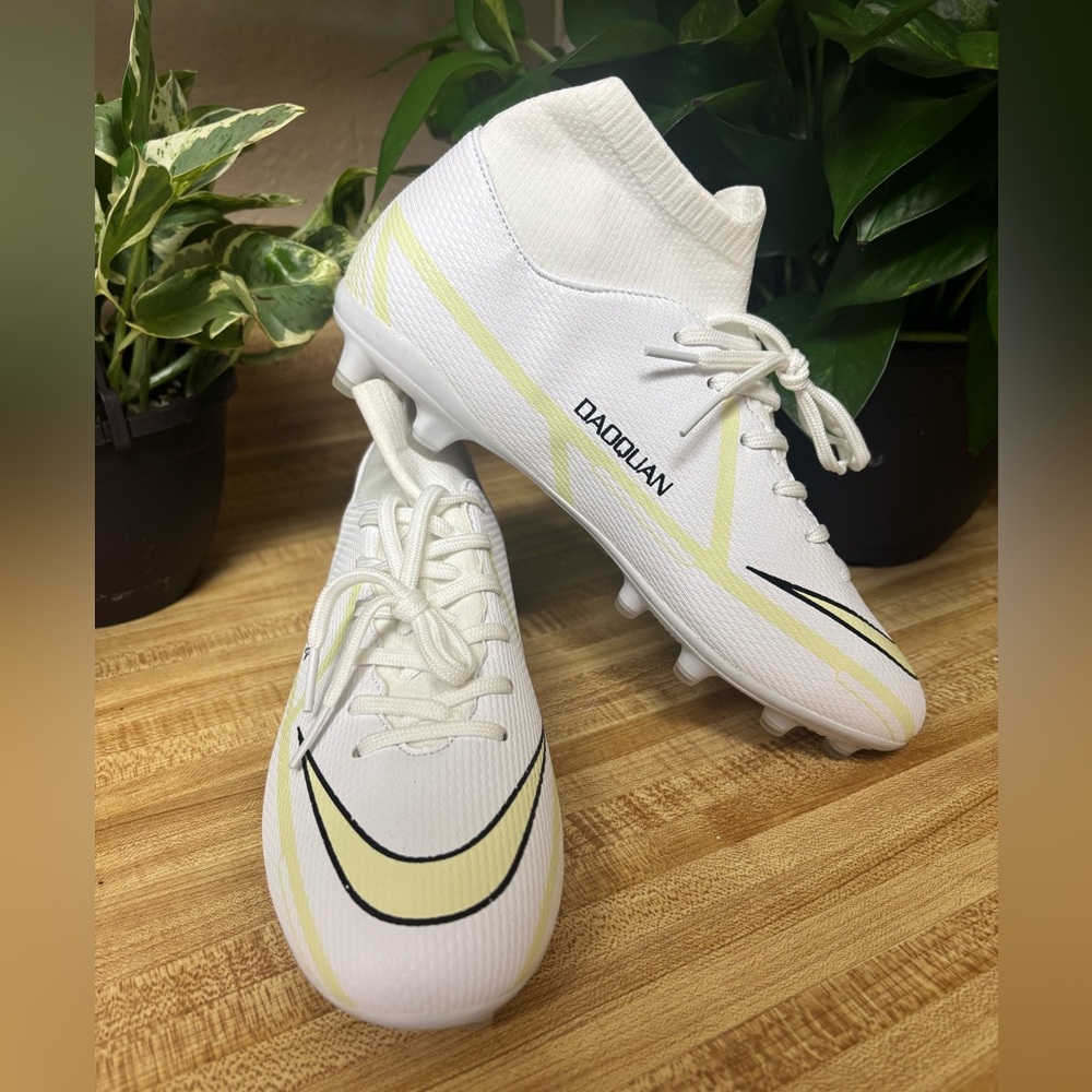 White and Yellow Athletic Shoes with Minimalist Design